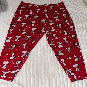 Peanuts Red Snoopy Print Pajama Pants